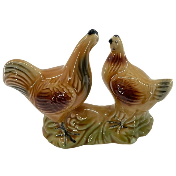 Vintage Rooster & Hen Amber Glaze Ceramic Figurine Made in Brazil #4201 6" High - Picture 10 of 11